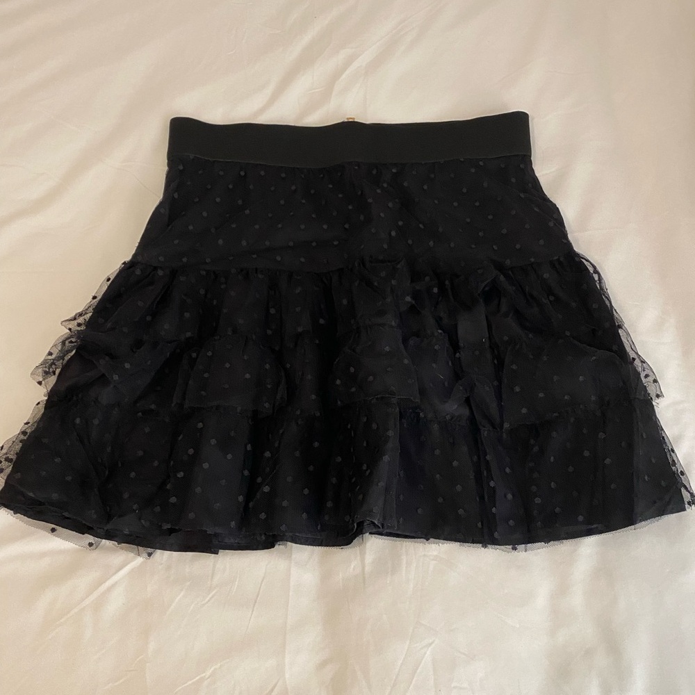Cynthia Steffe Women's Mini Skirt Tulle Polkadot Black Ruffled Size 6